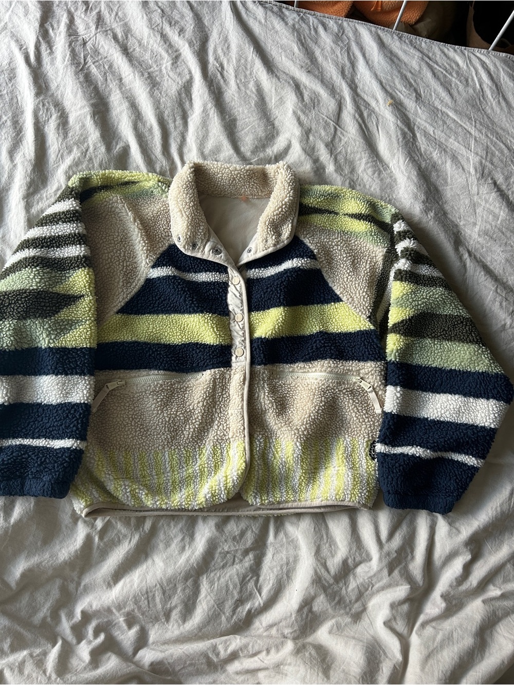 Free People Medium Hit The Slopes Printed Fleece Jacket Medium